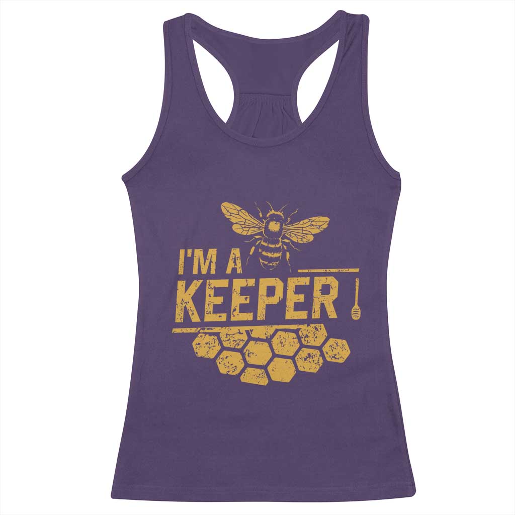 I Am A Keeper Racerback Tank Top Honey Bee Apiarist Funny Beekeeping TS11 Purple Print Your Wear