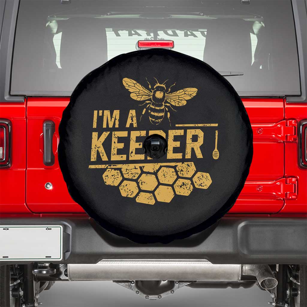 I Am A Keeper Spare Tire Cover Honey Bee Apiarist Funny Beekeeping TS11 Black Print Your Wear