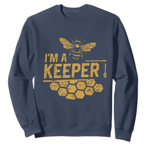 I Am A Keeper Sweatshirt Honey Bee Apiarist Funny Beekeeping TS11 Navy Print Your Wear