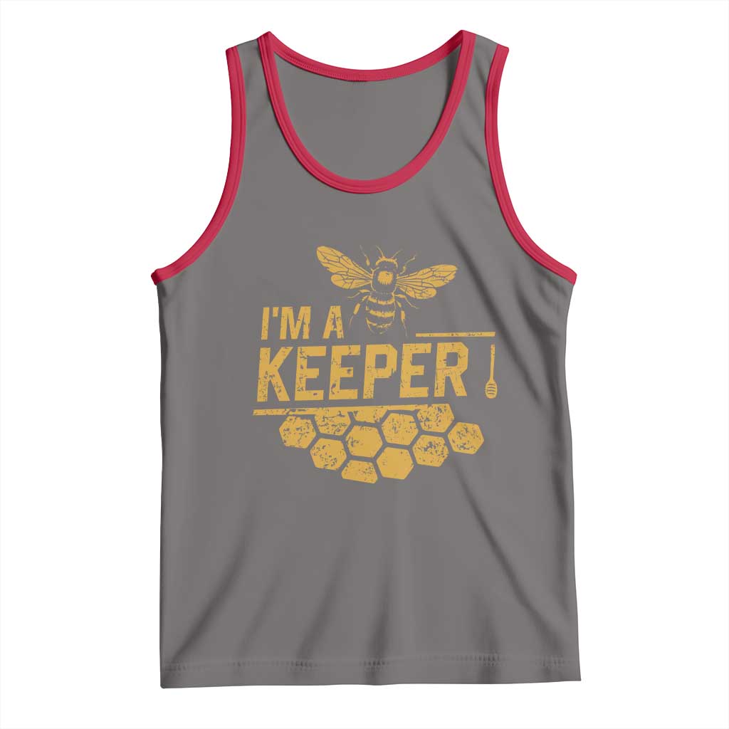 I Am A Keeper Tank Top Honey Bee Apiarist Funny Beekeeping TS11 Deep Heather Red Print Your Wear