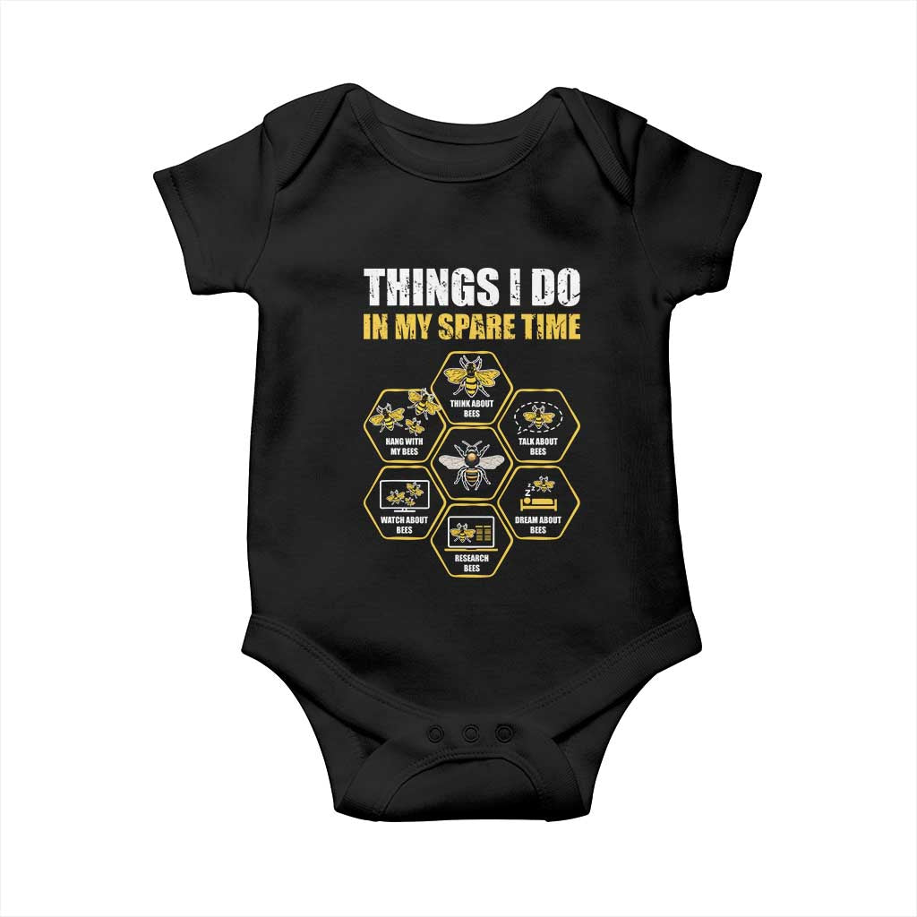 Funny Beekeeper Baby Onesie Things I Do in My Spare Time Beekeeping TS11 Black Print Your Wear
