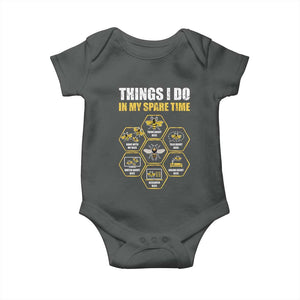 Funny Beekeeper Baby Onesie Things I Do in My Spare Time Beekeeping TS11 Dark Heather Print Your Wear