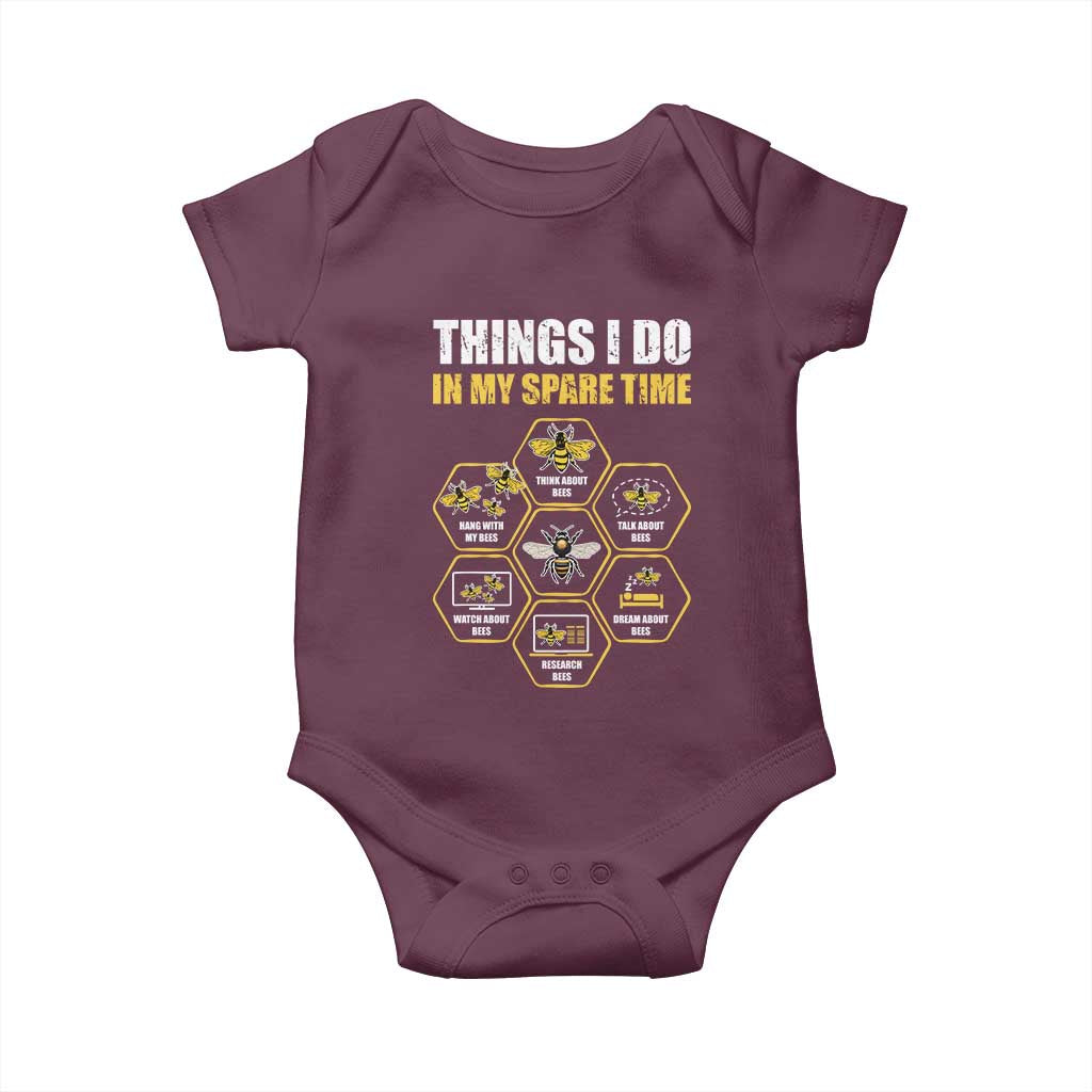 Funny Beekeeper Baby Onesie Things I Do in My Spare Time Beekeeping TS11 Maroon Print Your Wear