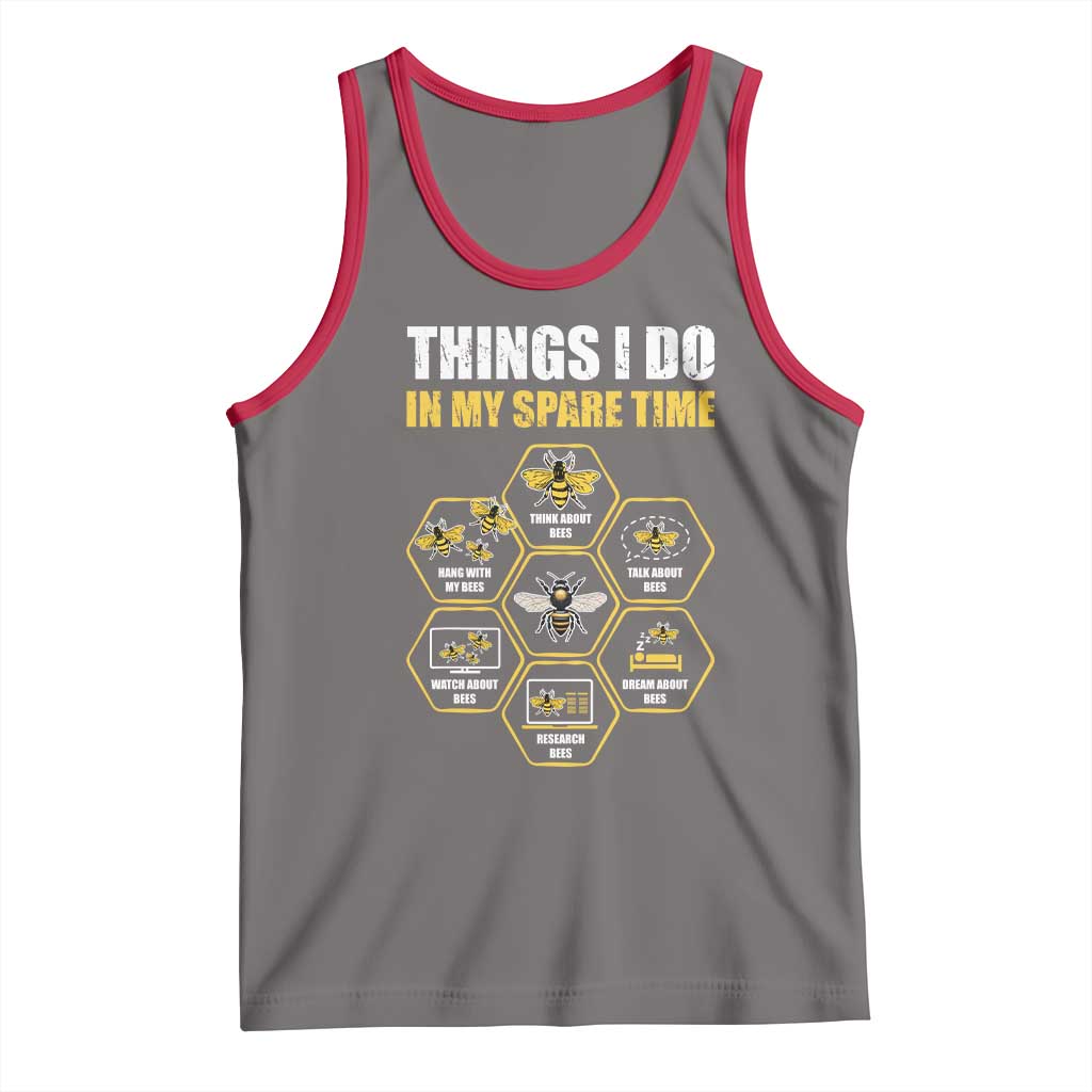 Funny Beekeeper Tank Top Things I Do in My Spare Time Beekeeping TS11 Deep Heather Red Print Your Wear