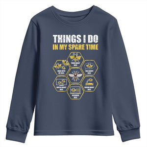 Funny Beekeeper Youth Sweatshirt Things I Do in My Spare Time Beekeeping TS11 Navy Print Your Wear