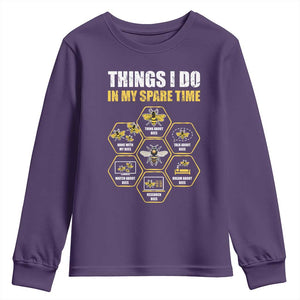 Funny Beekeeper Youth Sweatshirt Things I Do in My Spare Time Beekeeping TS11 Purple Print Your Wear