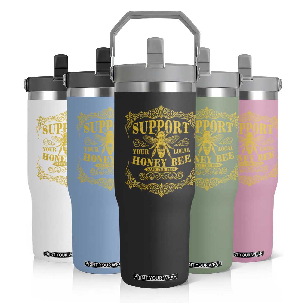 Funny Beekeeping Flip Straw Tumbler Support Your Local Honey Bee Beekeeper TS11 Print Your Wear