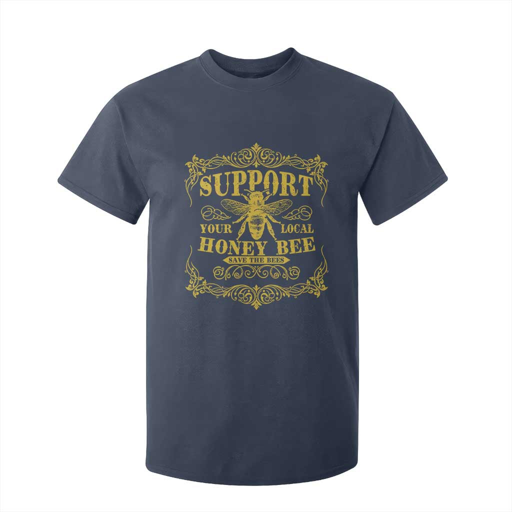 Funny Beekeeping T Shirt For Kid Support Your Local Honey Bee Beekeeper TS11 Navy Print Your Wear