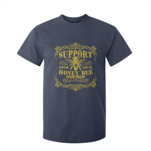 Funny Beekeeping T Shirt For Kid Support Your Local Honey Bee Beekeeper TS11 Navy Print Your Wear