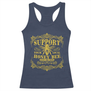 Funny Beekeeping Racerback Tank Top Support Your Local Honey Bee Beekeeper TS11 Navy Print Your Wear