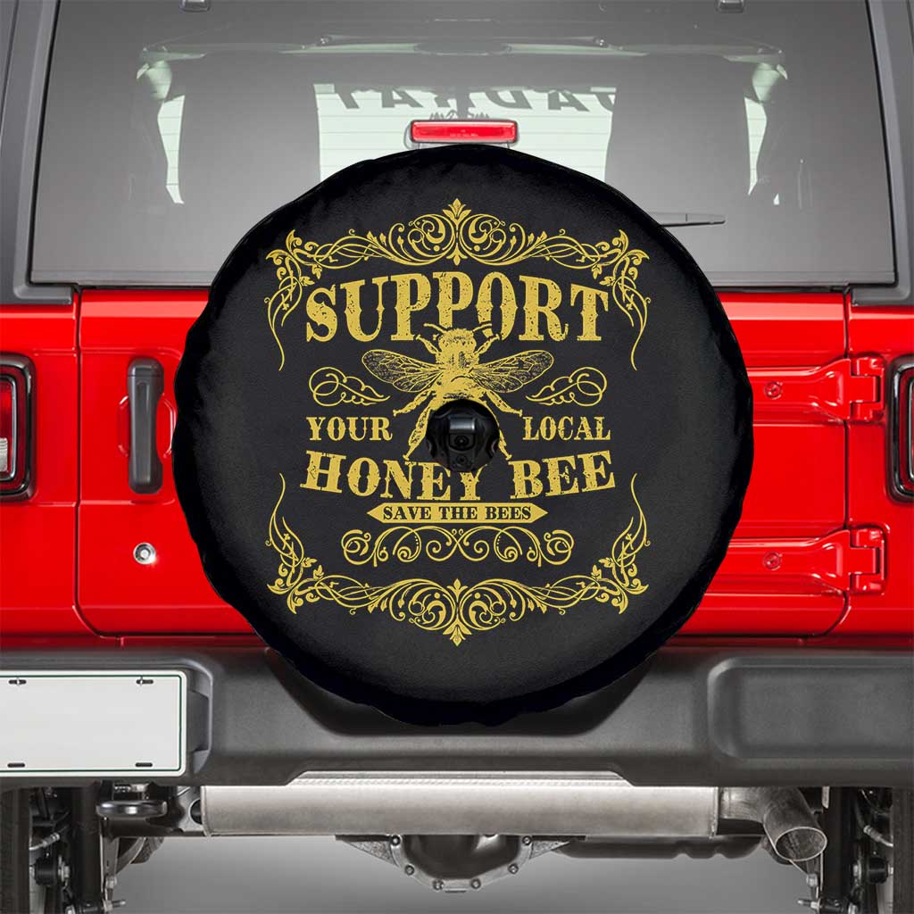 Funny Beekeeping Spare Tire Cover Support Your Local Honey Bee Beekeeper TS11 Black Print Your Wear