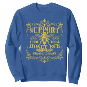 Funny Beekeeping Sweatshirt Support Your Local Honey Bee Beekeeper TS11 Royal Blue Print Your Wear