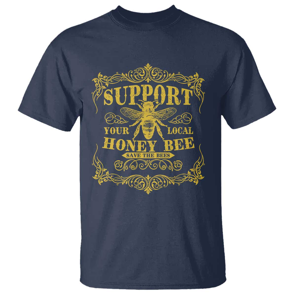 Funny Beekeeping T Shirt Support Your Local Honey Bee Beekeeper TS11 Navy Print Your Wear