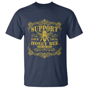 Funny Beekeeping T Shirt Support Your Local Honey Bee Beekeeper TS11 Navy Print Your Wear