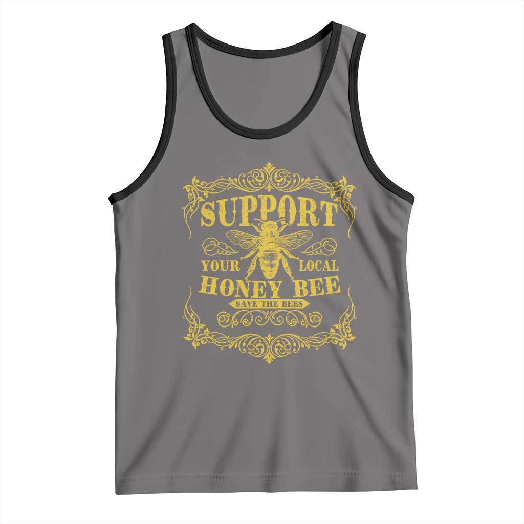 Funny Beekeeping Tank Top Support Your Local Honey Bee Beekeeper TS11 Deep Heather Black Print Your Wear