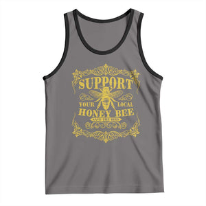Funny Beekeeping Tank Top Support Your Local Honey Bee Beekeeper TS11 Deep Heather Black Print Your Wear