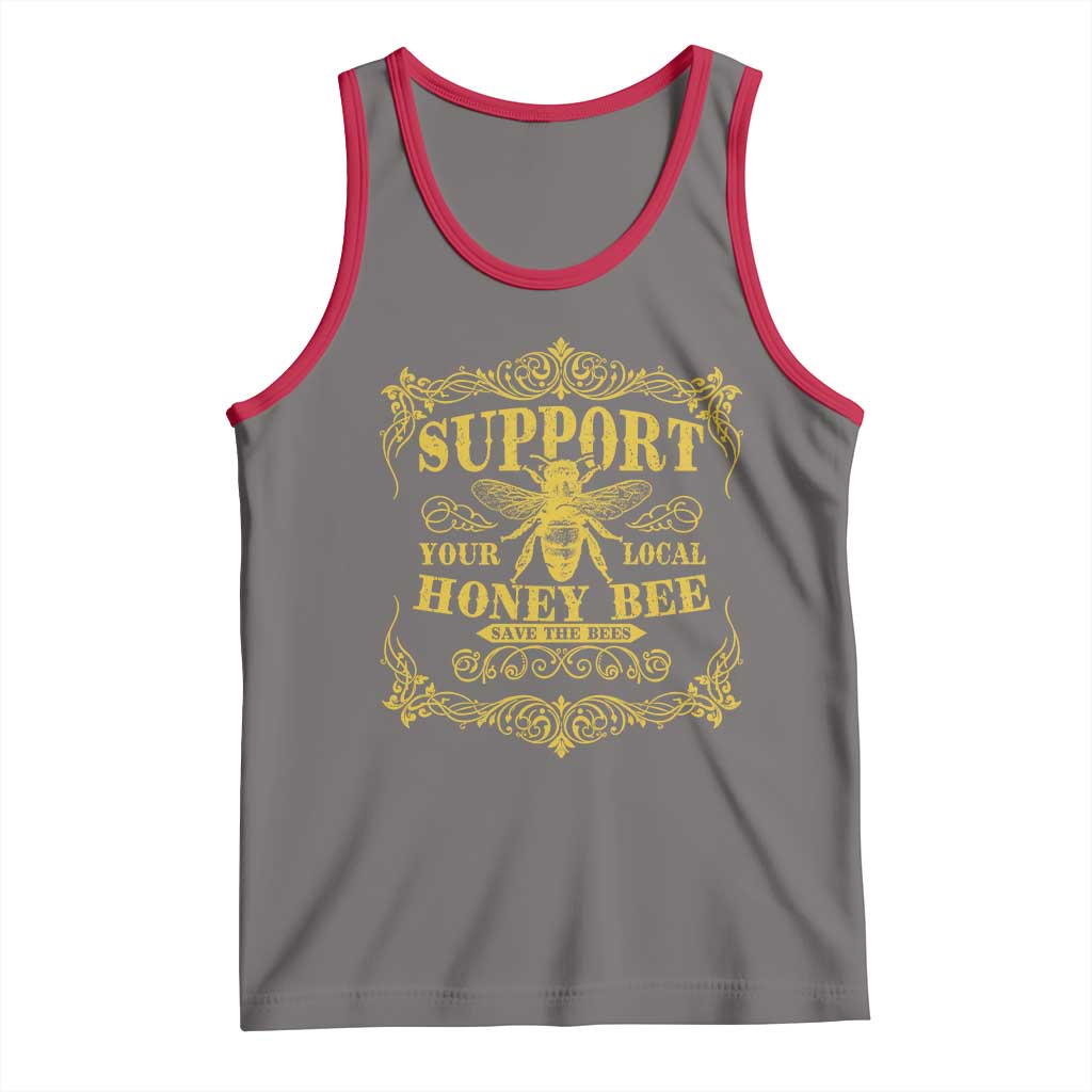 Funny Beekeeping Tank Top Support Your Local Honey Bee Beekeeper TS11 Deep Heather Red Print Your Wear