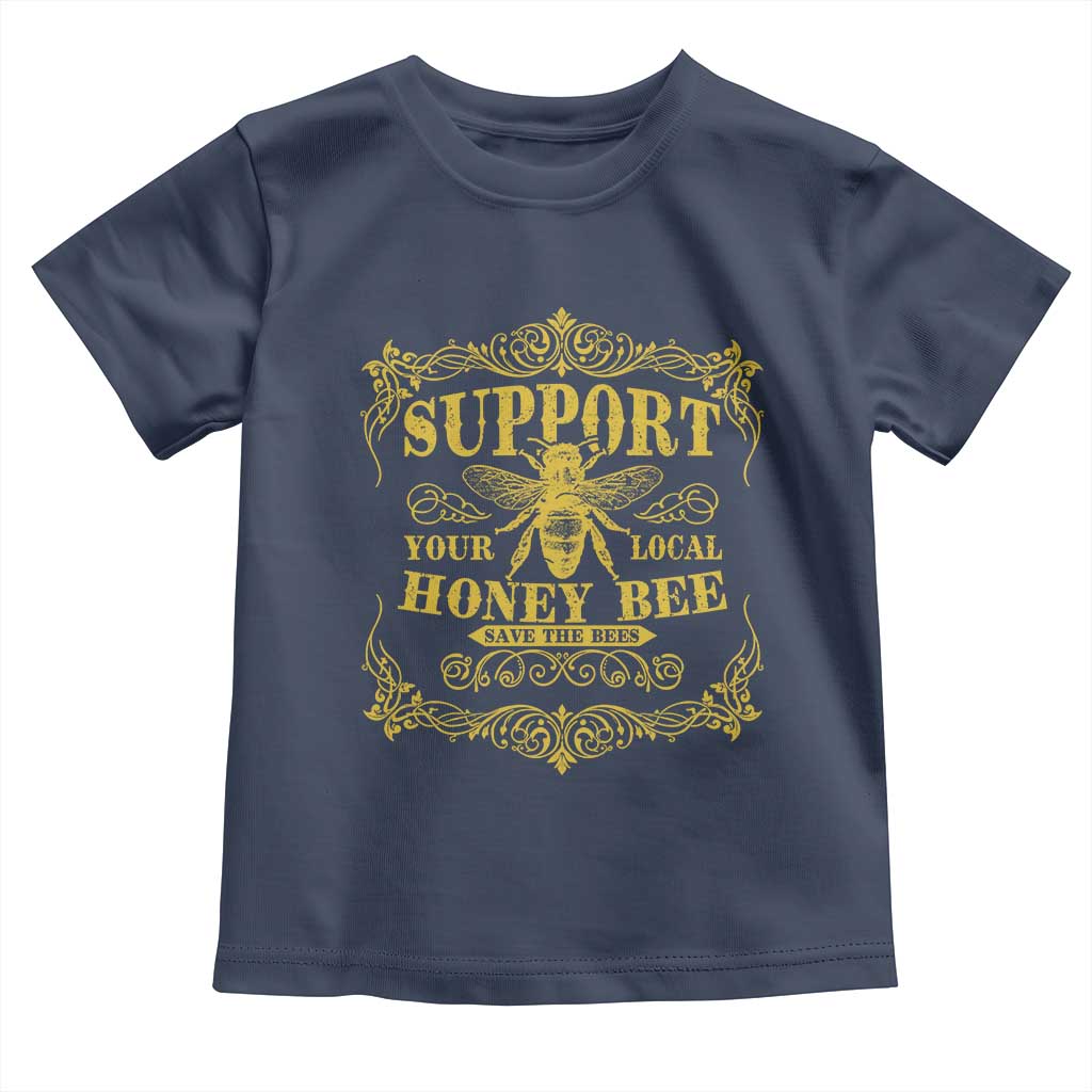 Funny Beekeeping Toddler T Shirt Support Your Local Honey Bee Beekeeper TS11 Navy Print Your Wear