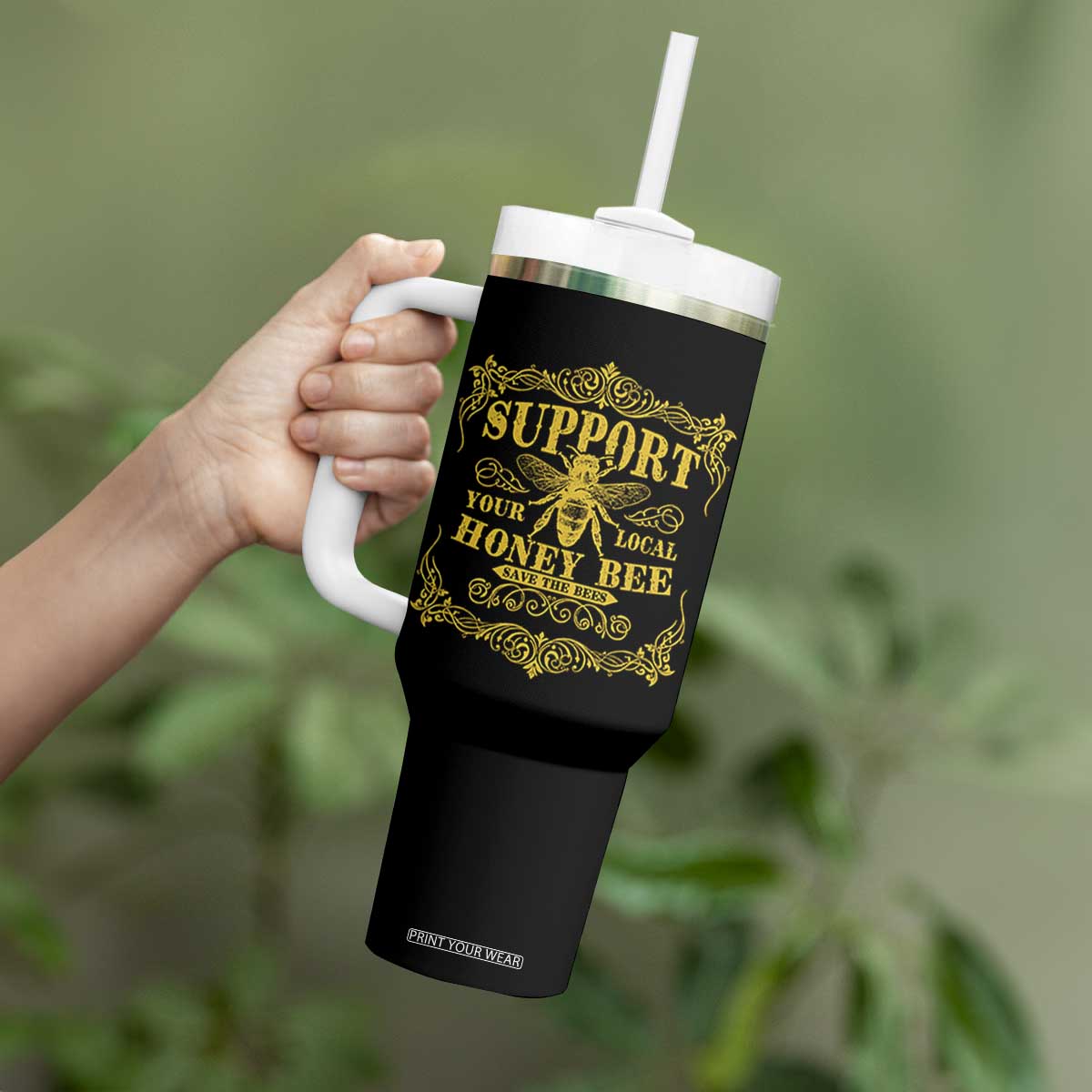 Funny Beekeeping Tumbler With Handle Support Your Local Honey Bee Beekeeper TS11 Print Your Wear
