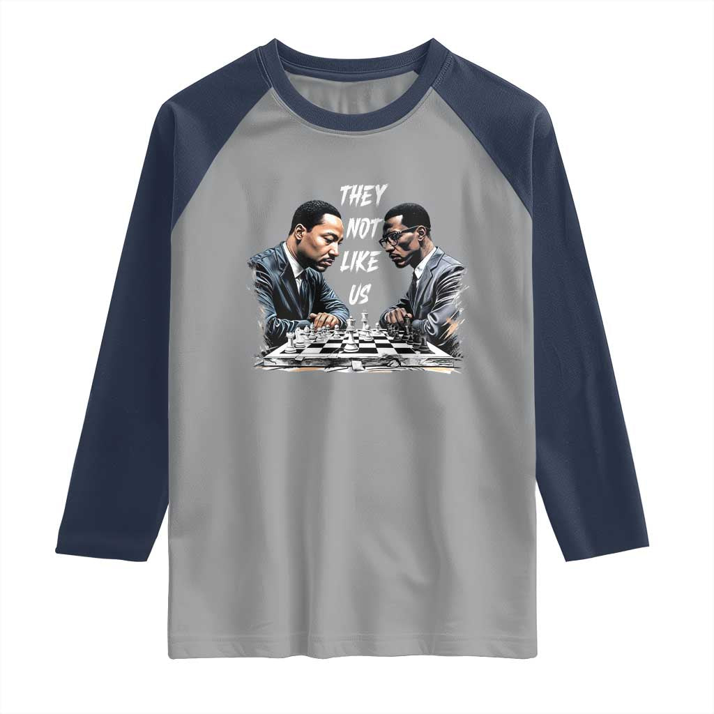 Martin Luther King Malcolm X Raglan Shirt They Not Like Us Black Leaders TS11 Sport Gray Navy Print Your Wear