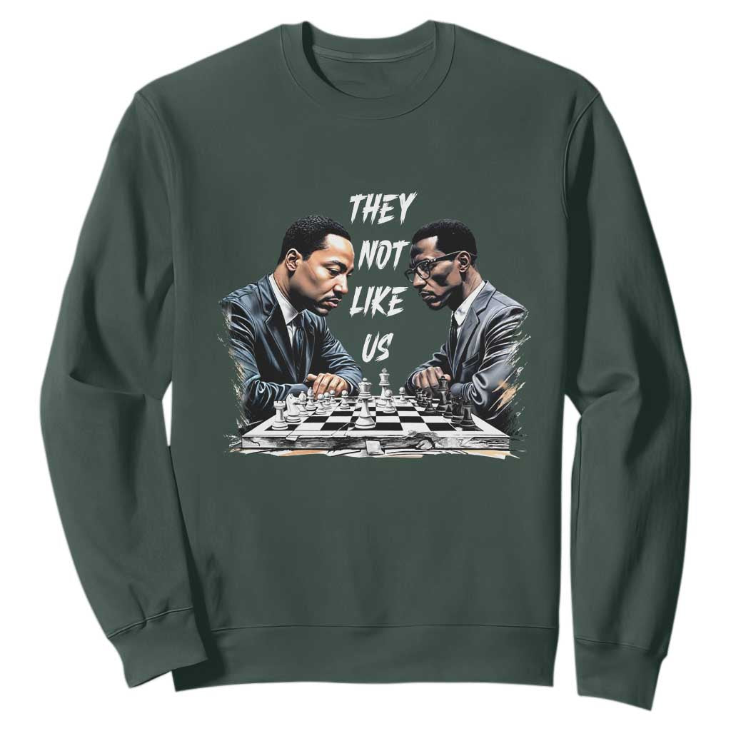Martin Luther King Malcolm X Sweatshirt They Not Like Us Black Leaders TS11 Dark Forest Green Print Your Wear