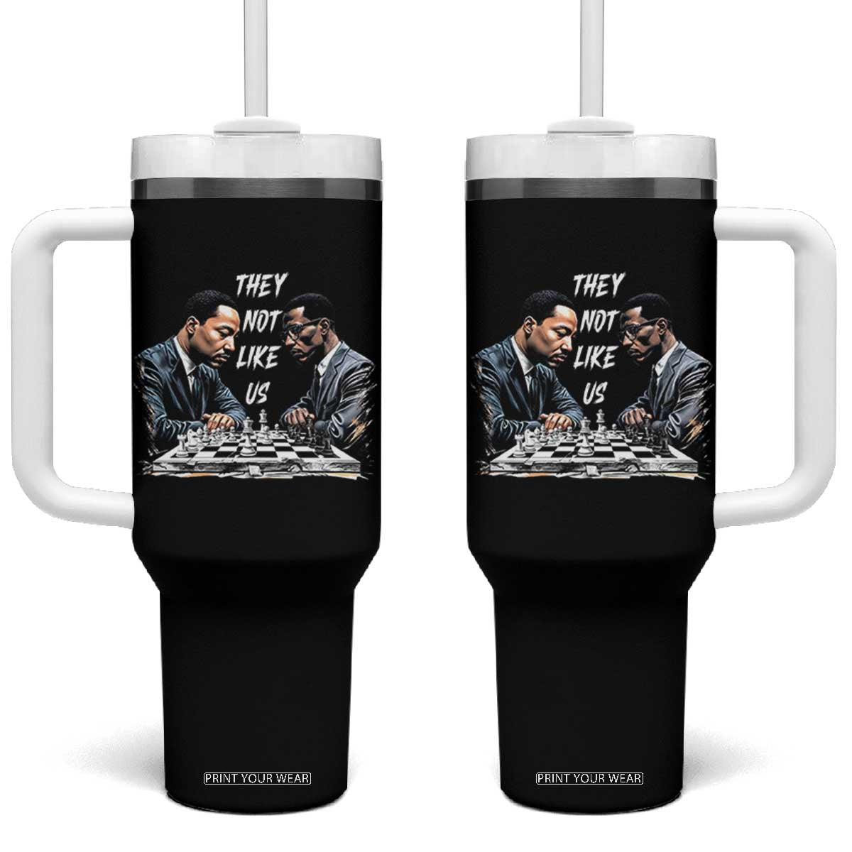 Martin Luther King Malcolm X Tumbler With Handle They Not Like Us Black Leaders TS11 One Size: 40 oz Black Print Your Wear