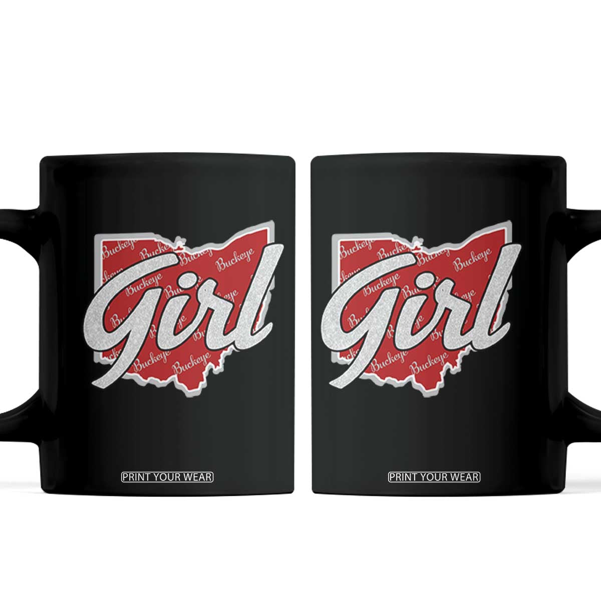 Buckeye Girl Ohio Home State Coffee Mug TS11 Black Print Your Wear