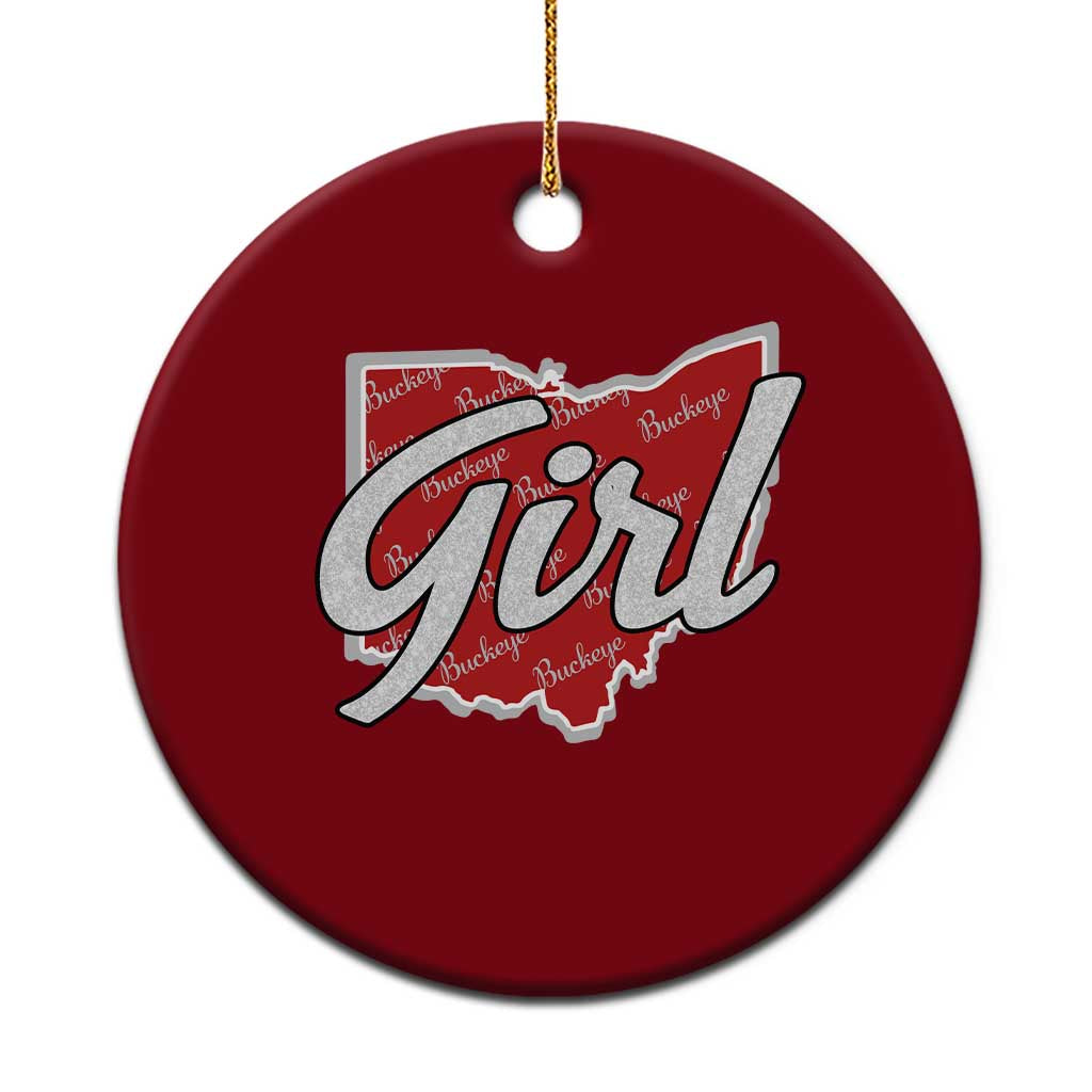 Buckeye Girl Ohio Home State Ceramic Ornament TS11 1pc Red Print Your Wear
