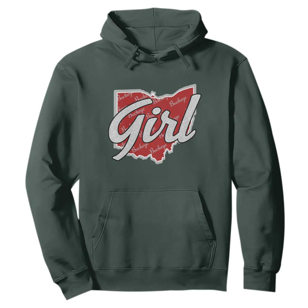 Buckeye Girl Ohio Home State Hoodie TS11 Dark Forest Green Print Your Wear