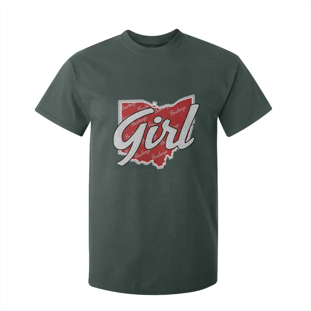Buckeye Girl Ohio Home State T Shirt For Kid TS11 Dark Forest Green Print Your Wear