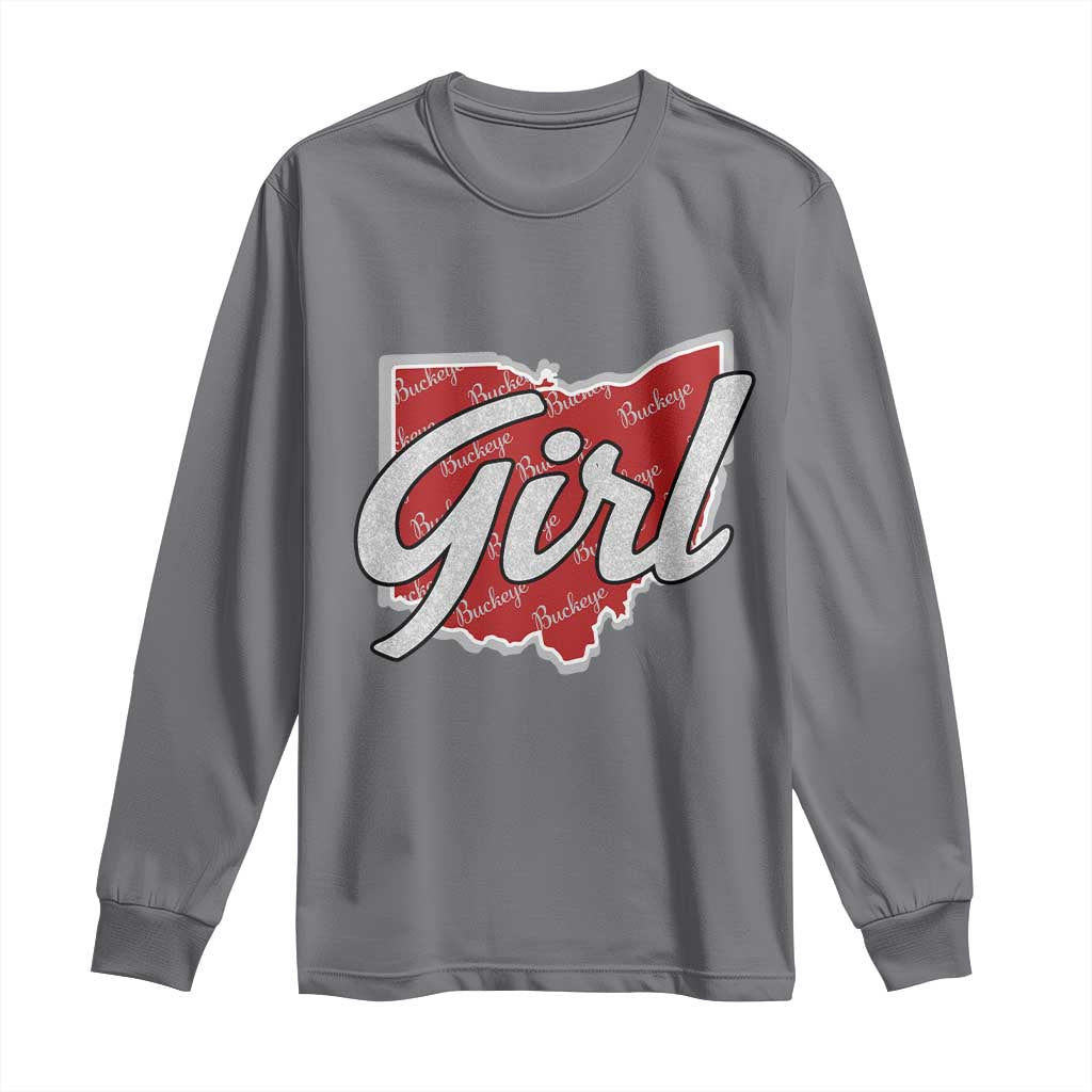 Buckeye Girl Ohio Home State Long Sleeve Shirt TS11 Charcoal Print Your Wear