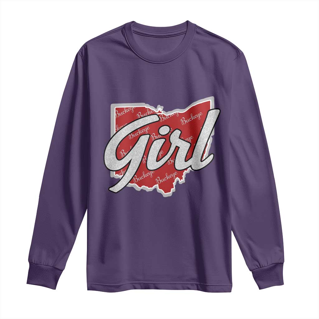 Buckeye Girl Ohio Home State Long Sleeve Shirt TS11 Purple Print Your Wear