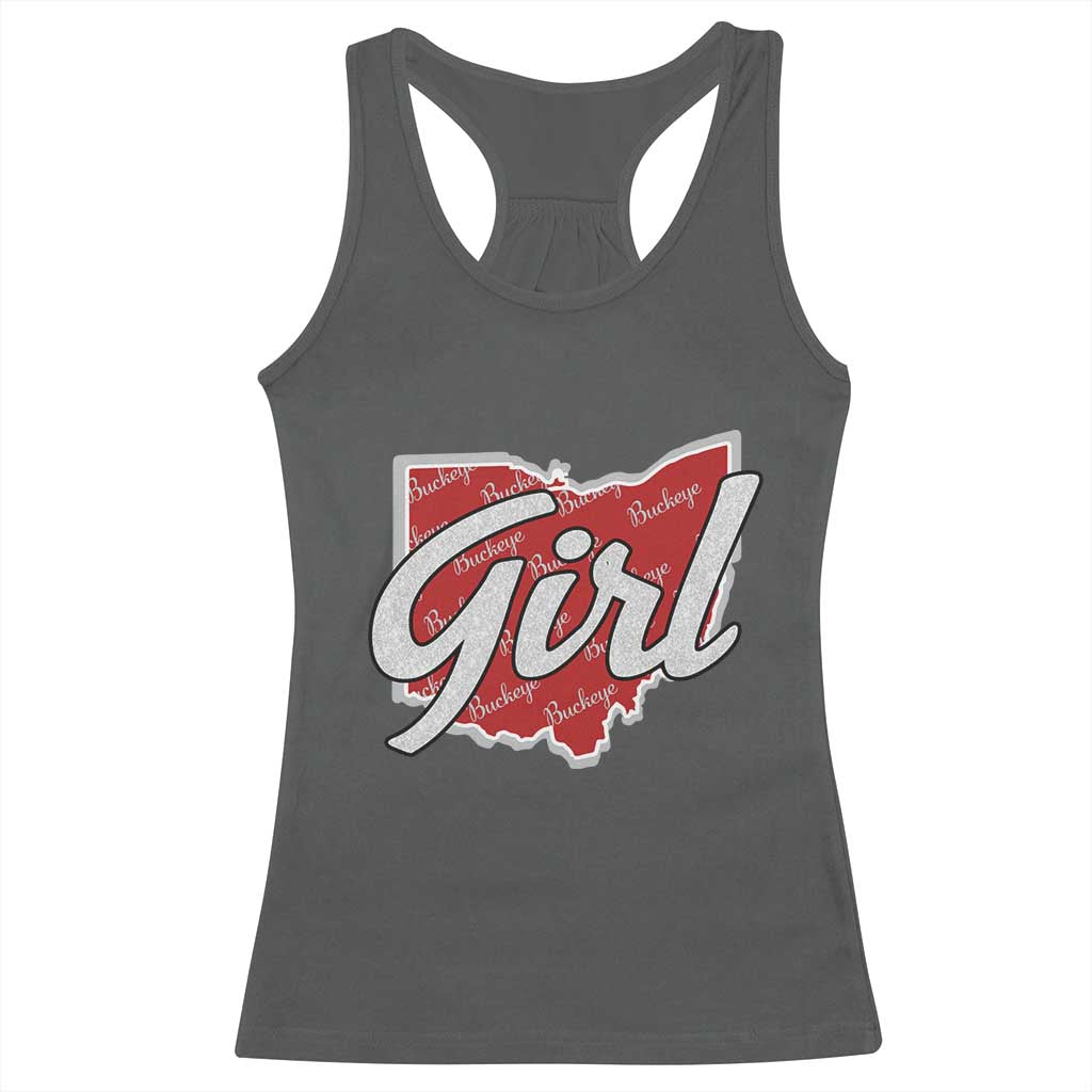 Buckeye Girl Ohio Home State Racerback Tank Top TS11 Dark Heather Print Your Wear