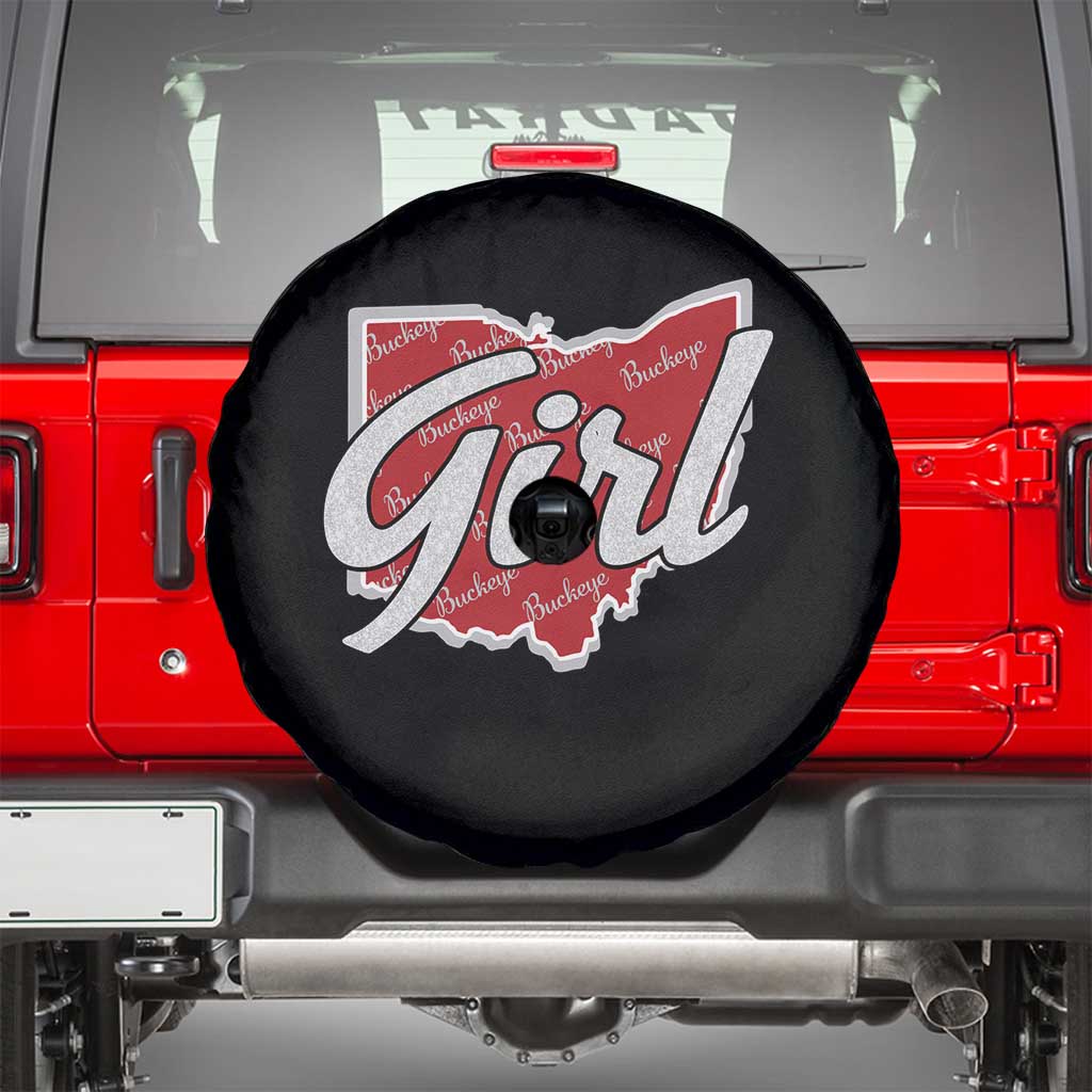 Buckeye Girl Ohio Home State Spare Tire Cover TS11 Black Print Your Wear