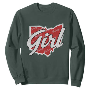Buckeye Girl Ohio Home State Sweatshirt TS11 Dark Forest Green Print Your Wear