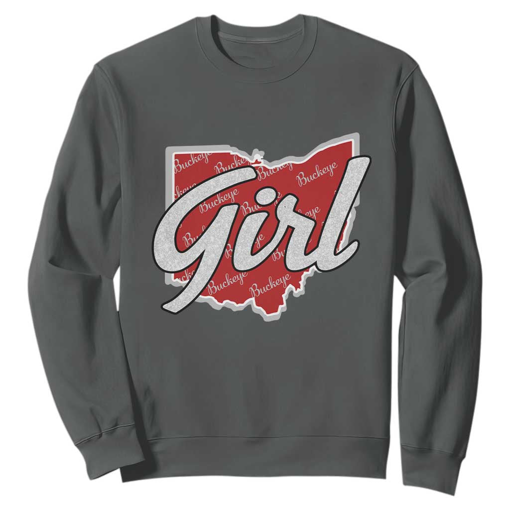 Buckeye Girl Ohio Home State Sweatshirt TS11 Dark Heather Print Your Wear
