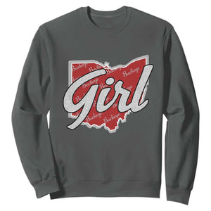 Buckeye Girl Ohio Home State Sweatshirt TS11 Dark Heather Print Your Wear