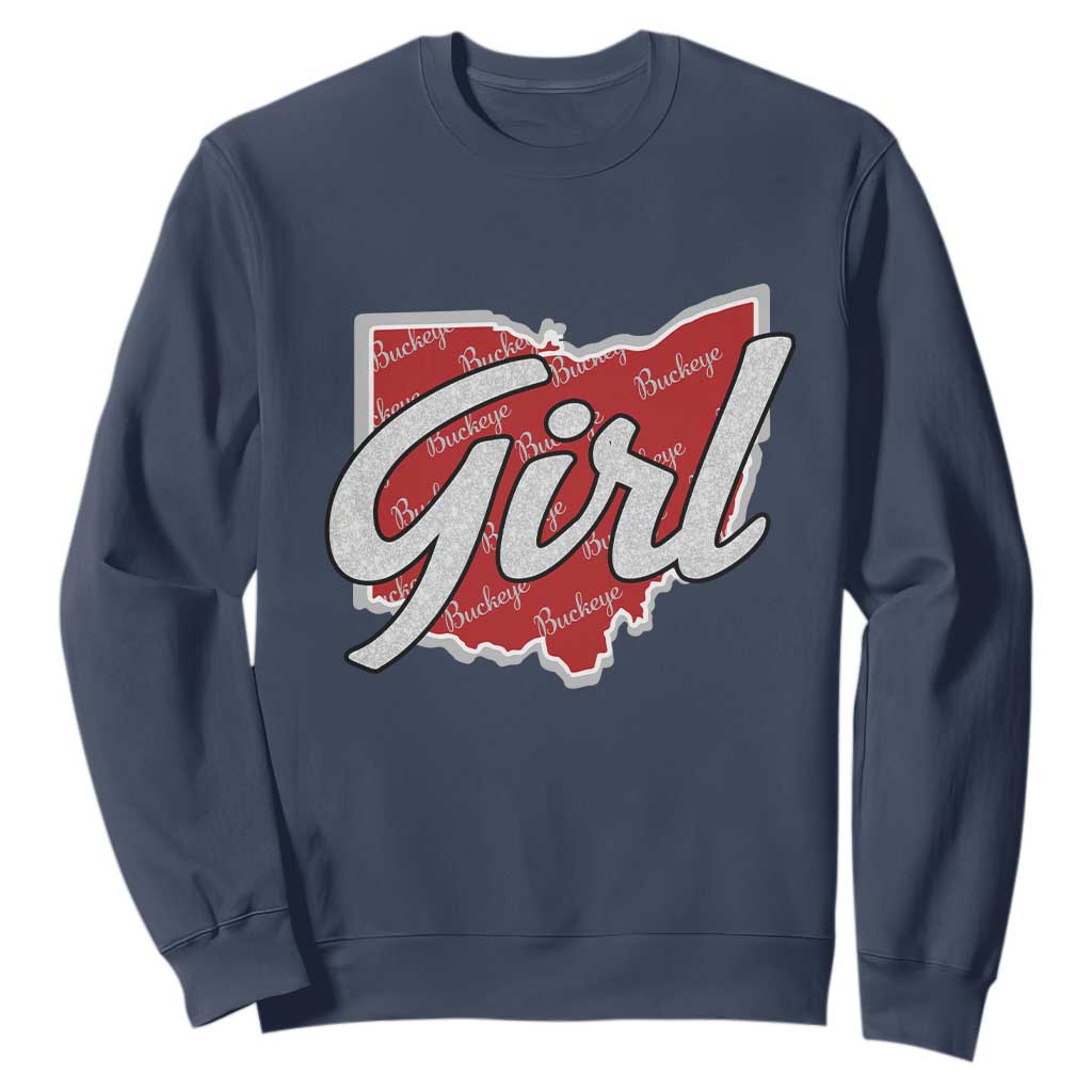 Buckeye Girl Ohio Home State Sweatshirt TS11 Navy Print Your Wear