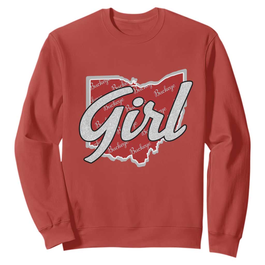 Buckeye Girl Ohio Home State Sweatshirt TS11 Red Print Your Wear