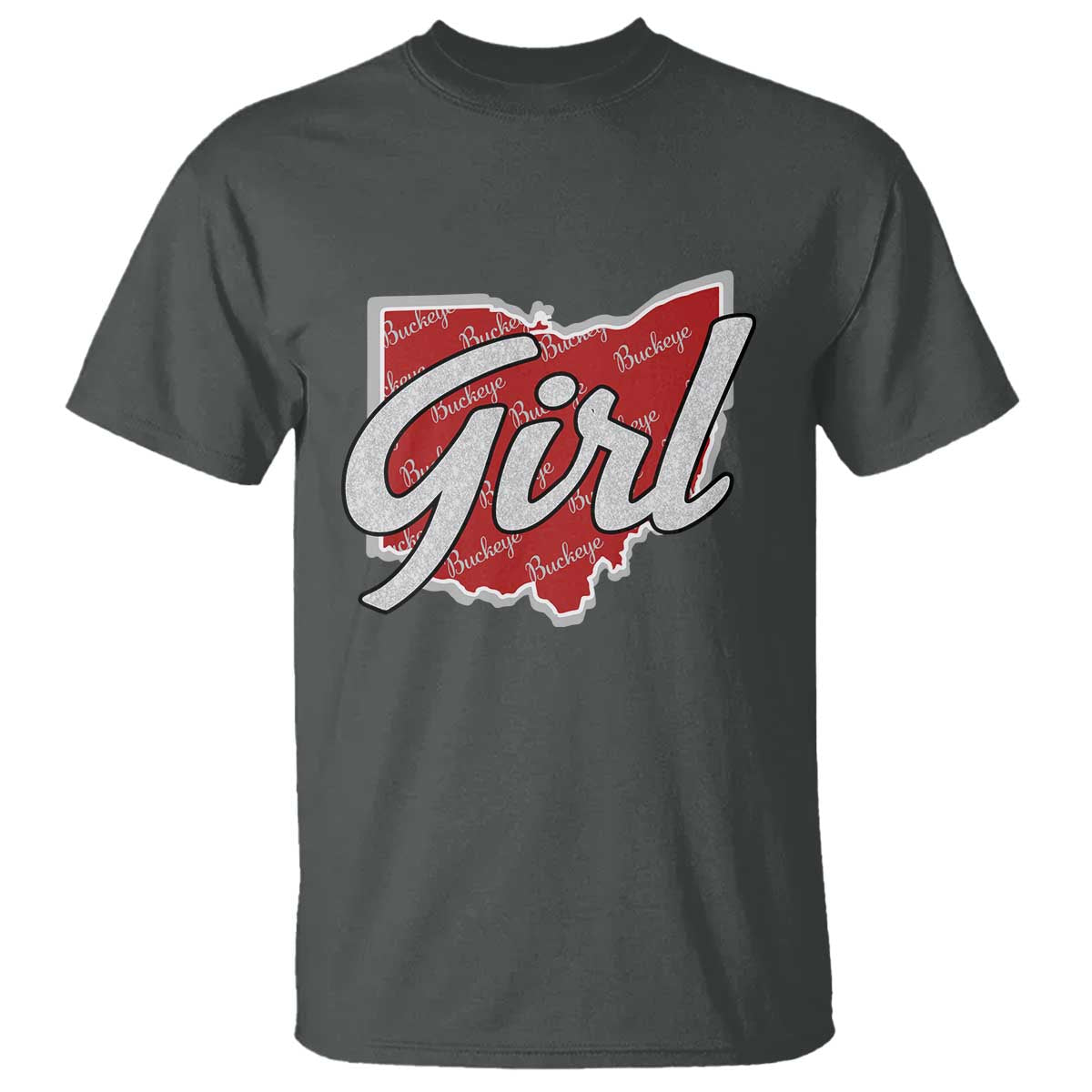 Buckeye Girl Ohio Home State T Shirt TS11 Dark Heather Print Your Wear