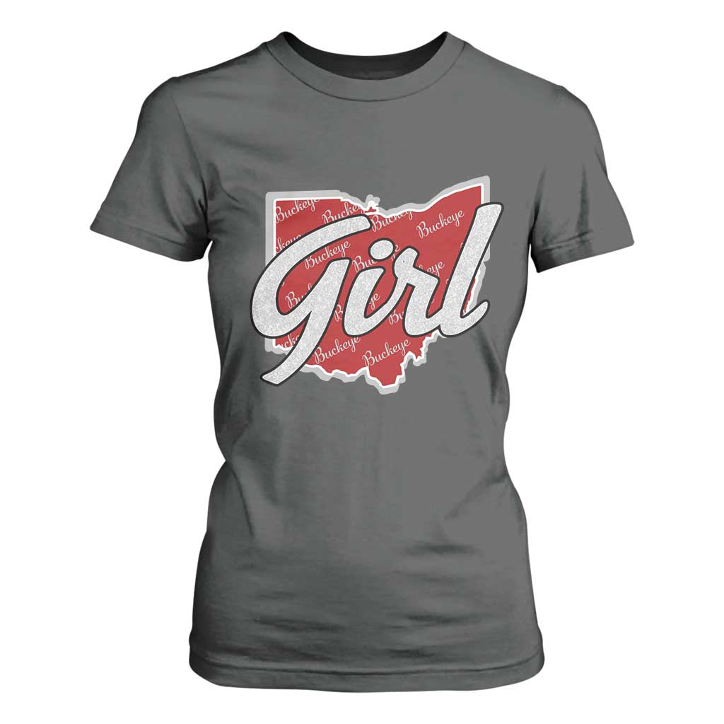 Buckeye Girl Ohio Home State T Shirt For Women TS11 Dark Heather Print Your Wear