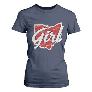 Buckeye Girl Ohio Home State T Shirt For Women TS11 Navy Print Your Wear