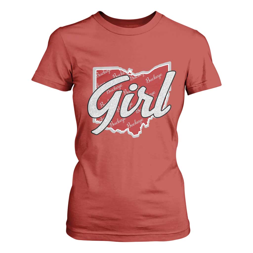 Buckeye Girl Ohio Home State T Shirt For Women TS11 Red Print Your Wear