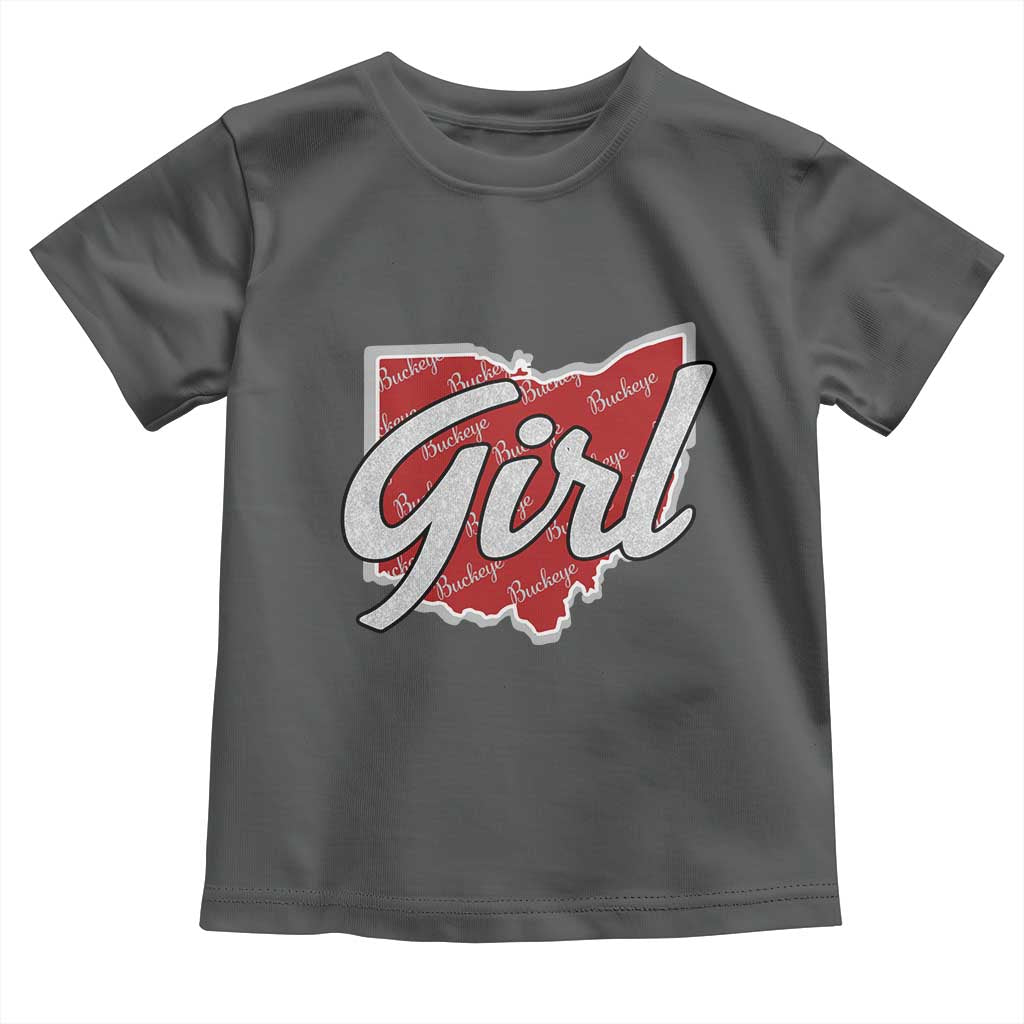 Buckeye Girl Ohio Home State Toddler T Shirt TS11 Dark Heather Print Your Wear