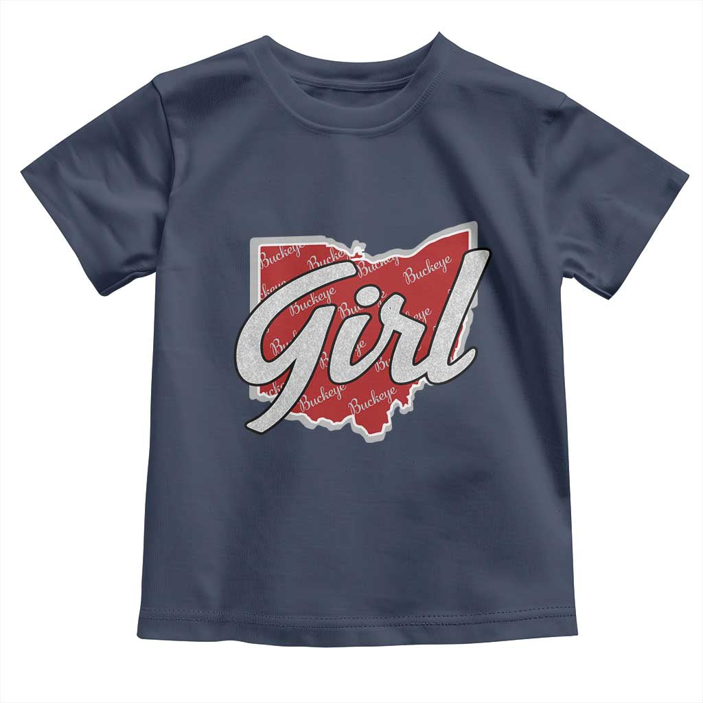 Buckeye Girl Ohio Home State Toddler T Shirt TS11 Navy Print Your Wear