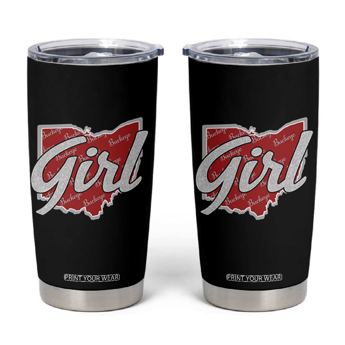 Buckeye Girl Ohio Home State Tumbler Cup TS11 Black Print Your Wear