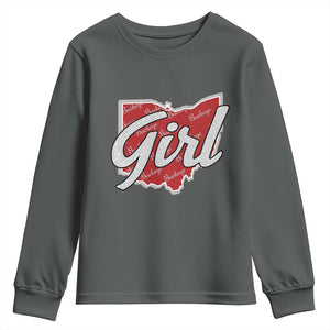 Buckeye Girl Ohio Home State Youth Sweatshirt TS11 Dark Heather Print Your Wear