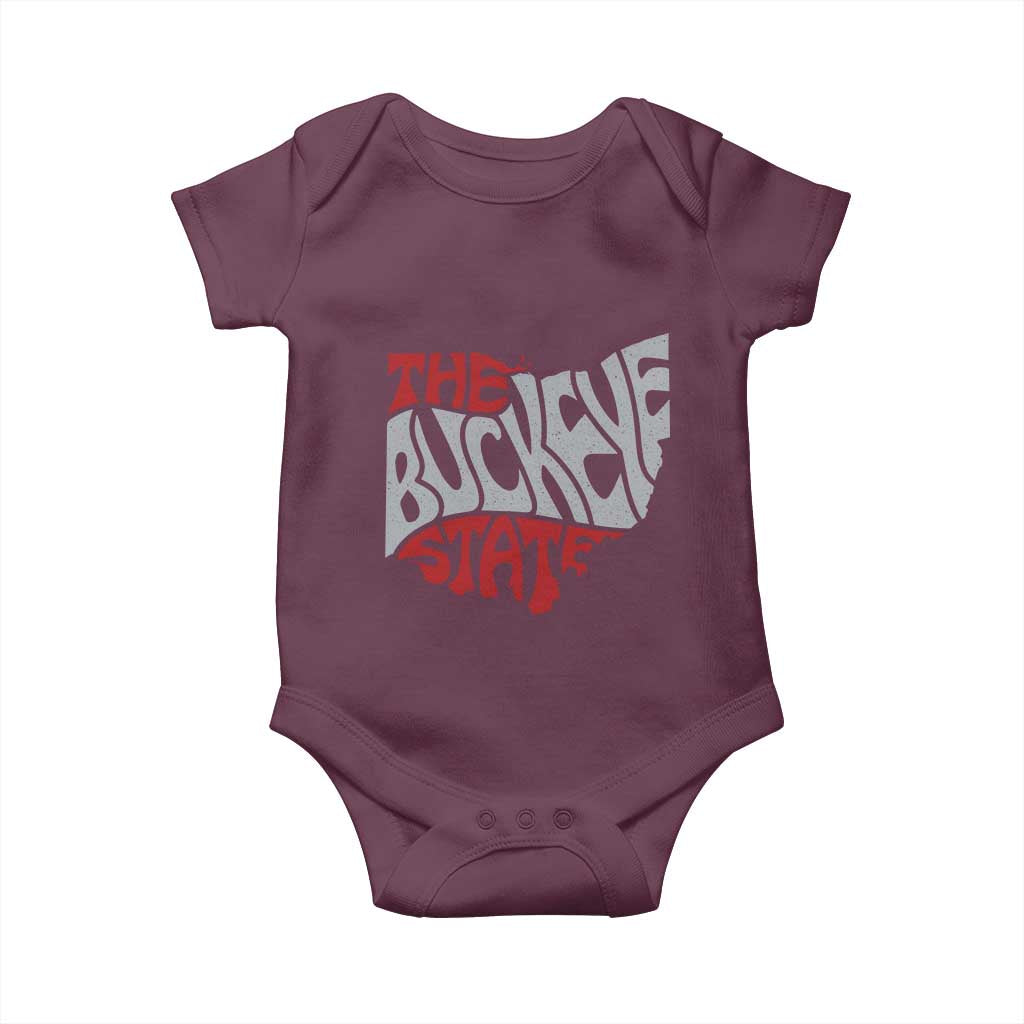 Funny Ohio Pride The Buckeye State Baby Onesie Map Of Ohio State TS11 Maroon Print Your Wear