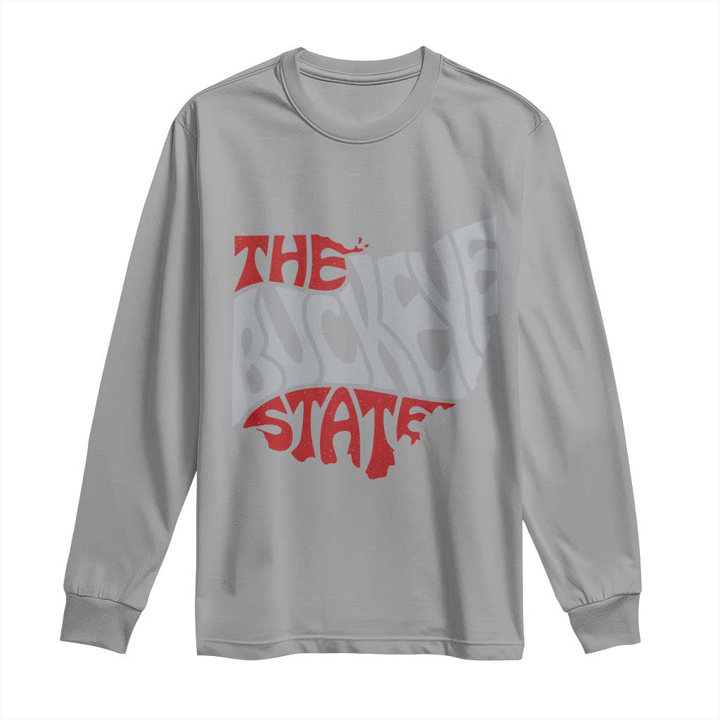 Funny Ohio Pride The Buckeye State Long Sleeve Shirt Map Of Ohio State TS11 Sport Gray Print Your Wear