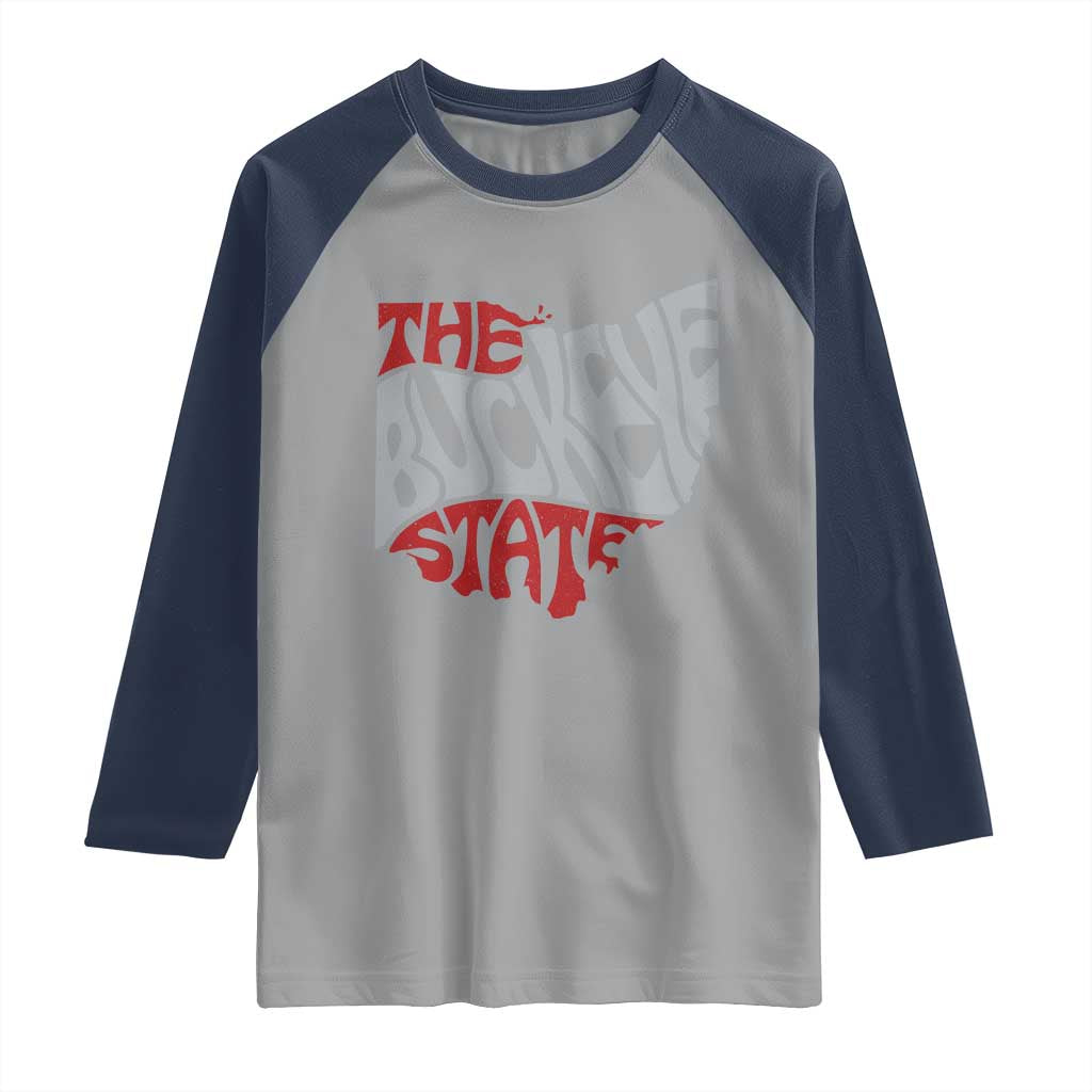 Funny Ohio Pride The Buckeye State Raglan Shirt Map Of Ohio State TS11 Sport Gray Navy Print Your Wear